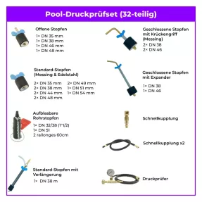 32-teiliges Schwimmbad-Druckset zur Lecksuche